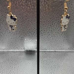 Hello Kitty Gold and Blue Earrings NWOT